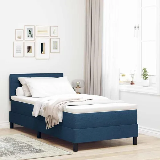 vidaXL Box Spring Seng med Madras og LED, Blå, 90 x 200 cm