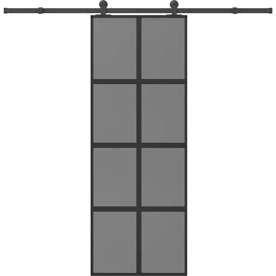 vidaXL Skydedør 76x205 cm hærdet glas & aluminium, sort