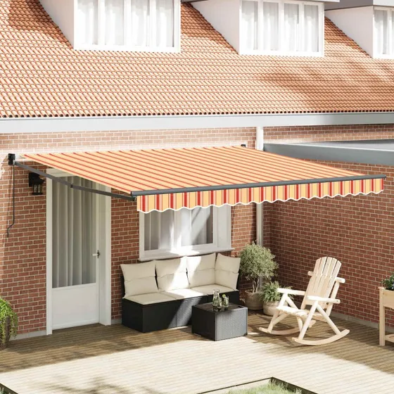 vidaXL Udtrækkelig Markise Gul og Orange 400 × 300 cm