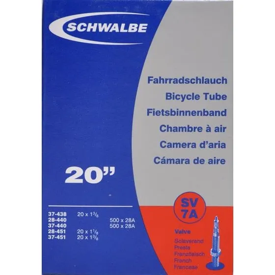Schwalbe SV7A 20x1 1/8-1 3/8 slange med racer ventil
