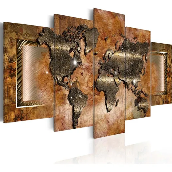 Artgeist Steel Map - Abstrakt verdenskort 100x50 cm