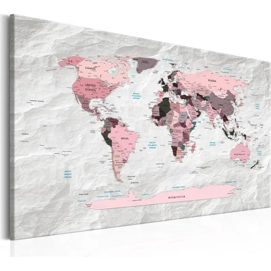ARTGEIST Pink Continents - Lærredsbillede 90x60 cm
