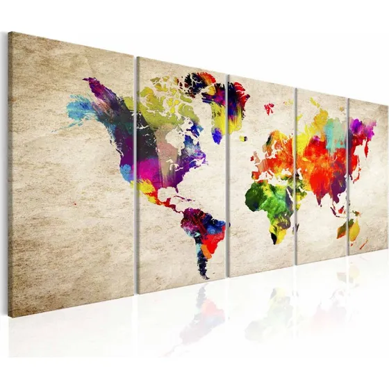 ARTGEIST Verdenskort Painted World 5-delt 200x80 cm