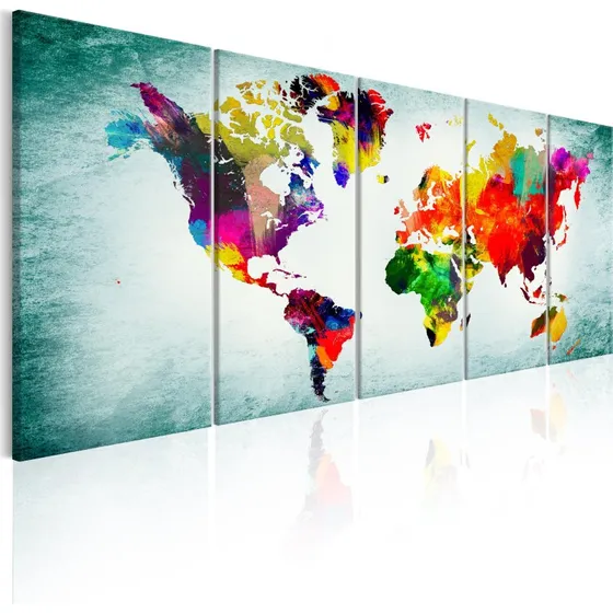 ARTGEIST World Map: Green Vignette, 200x80 cm på lærred