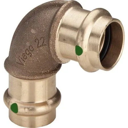 Viega Sanpress 90° Vinkel 18 mm Rødgods, Muffe/Muffe