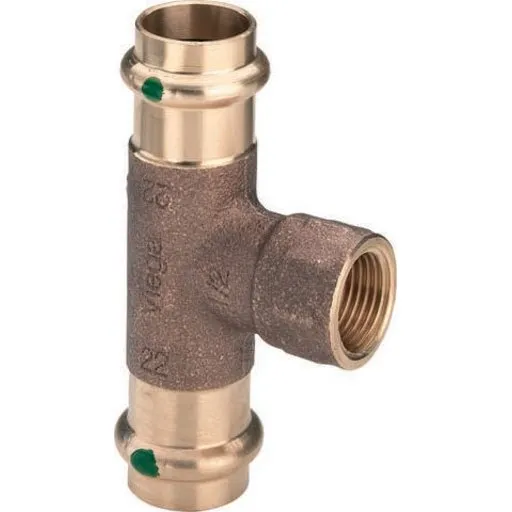 Viega Sanpress T-stykke 22 x 3/4" x 22 mm rødgods