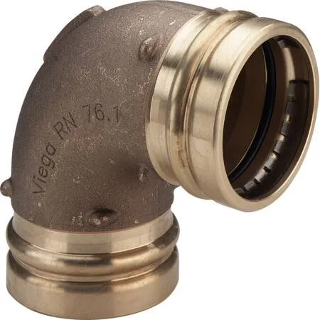 Viega Sanpress 90° Vinkel 76 mm, Rødgods/Muffe