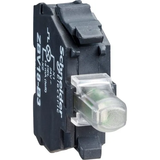 Schneider Trykknapkasse med hvid LED, 24V, sort