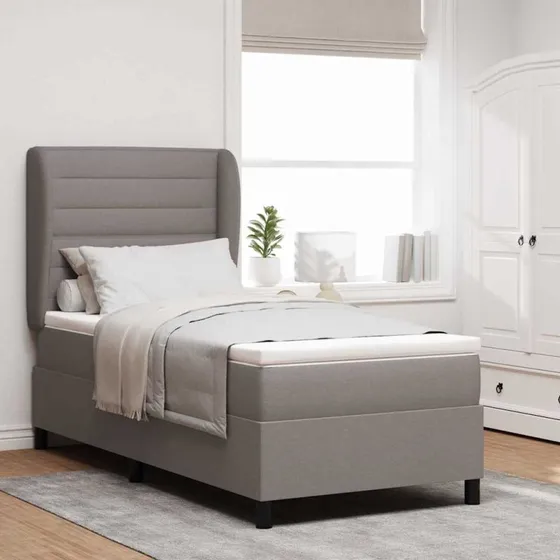 vidaXL Box spring seng med madras Gråbrun 90x200 cm
