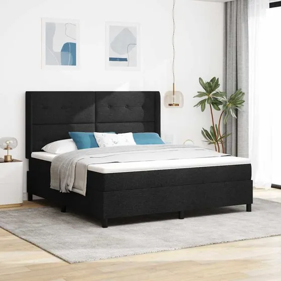 vidaXL LED Box Spring Seng med Hovedgærde, Sort 180 x 200 cm