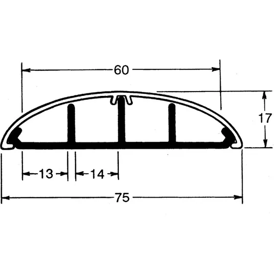 Tehalit Gulvkanal 18x75 mm Perlegrå 2 m med buet låg