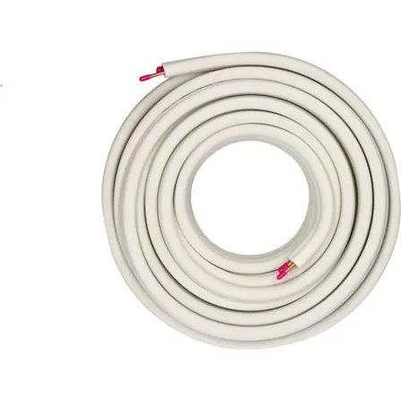 Dobbeltkobberrør 1/4"-3/8" 20m med 3-lags brandhæmmende kappe