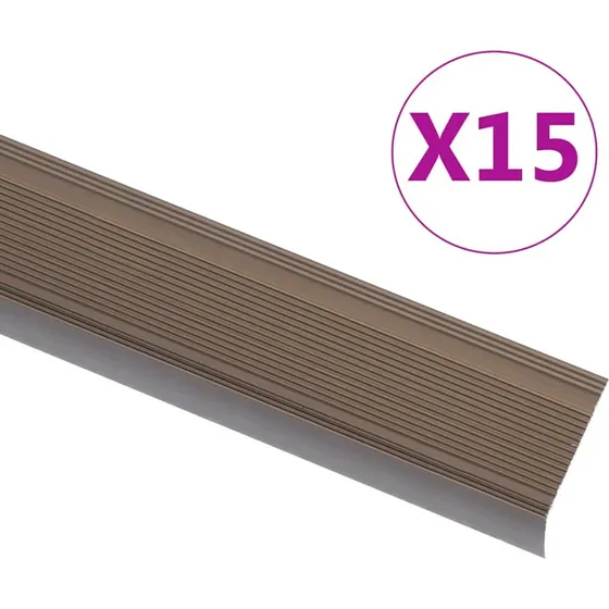 vidaXL Trappelister L-facon 90 cm aluminium brun, 15 stk.