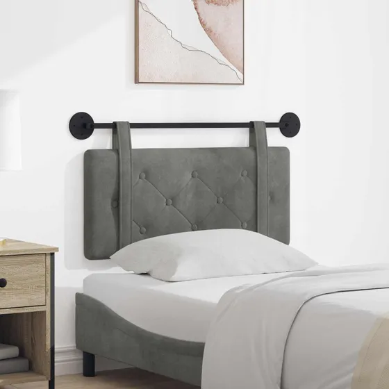 vidaXL Hængende Sengegavl Mørkegrå 90×55 cm Fløjl