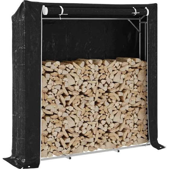 vidaXL Brændestativ 200x40x200 cm med regnslag, galvaniseret stål