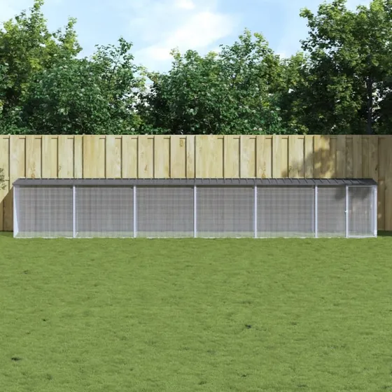 vidaXL Hønsebur med tag 603x98x90 cm galvaniseret stål antracitgrå