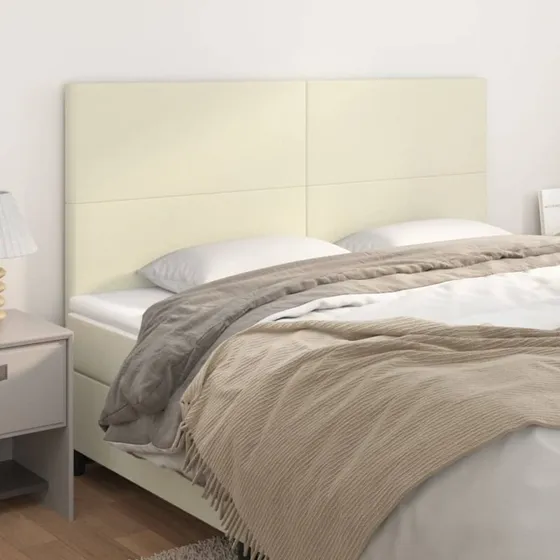 vidaXL sengegavl cremefarvet 200x5x118/128 cm kunstlæder