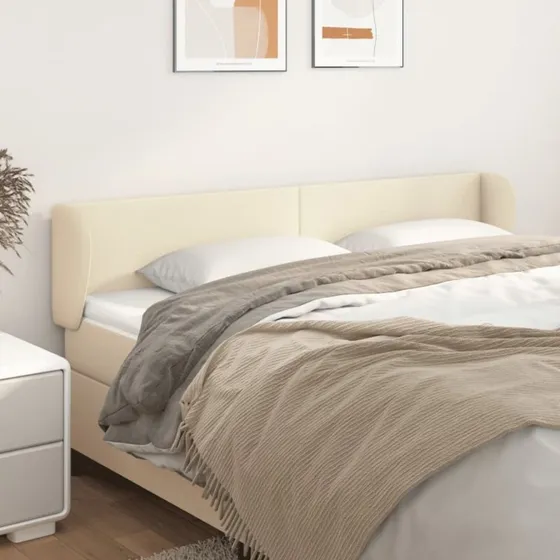 vidaXL Sengegavl med kanter 203x23x78/88 cm cremefarvet kunstlæder