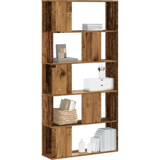 vidaXL Bogreol 80,5x23,5x162,5 cm, 5 hylder, konstrueret træ, gammelt træ