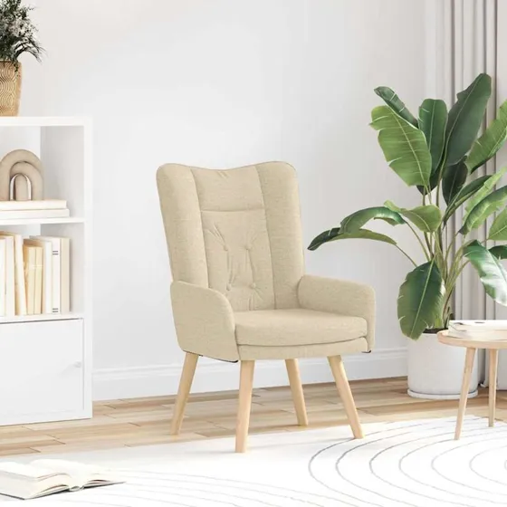 vidaXL Creme Lænestol 63 x 67 x 94 cm med Gummitræben