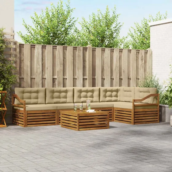 vidaXL Udendørs Sofagruppe 6 Del 6 pcs Naturlig & Beige