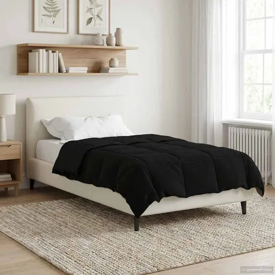 vidaXL Helårs Dyne Quilting Sort 155 x 200 cm Mikrofiber