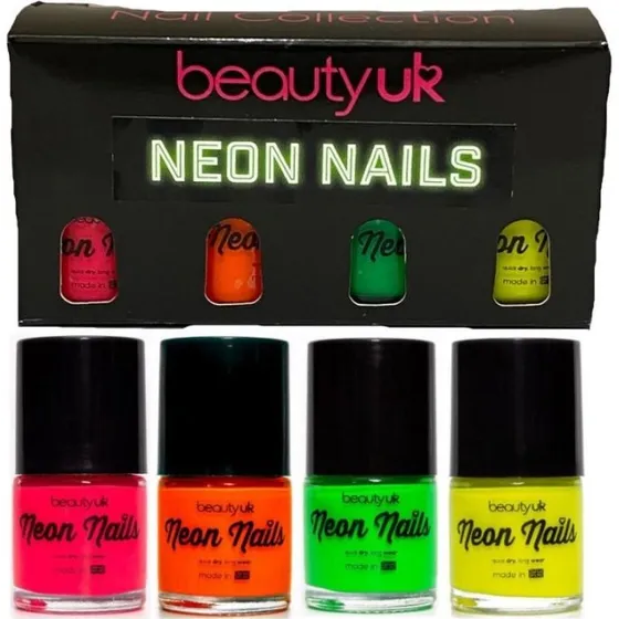 Beauty UK Neon Nail Polish Set 1 – 4x9ml Neonfarver