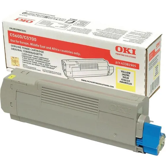 OKI 43381905 Gul Toner, 2000 Sider, Original