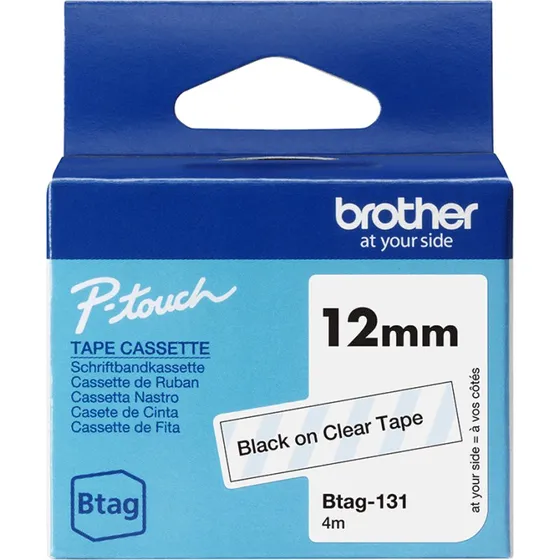 Brother Btag-131 Sort på Klart 12 mm x 4 m