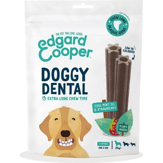 Edgard Cooper Doggy Dental Jordbær & Mint L – 7 tyggeb, store hunde