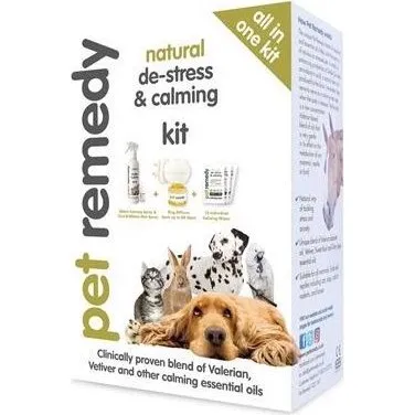 Pet Remedy All in One Calming Kit – 250ml Spray, Mini Spray, Forstøver & 12 Servietter