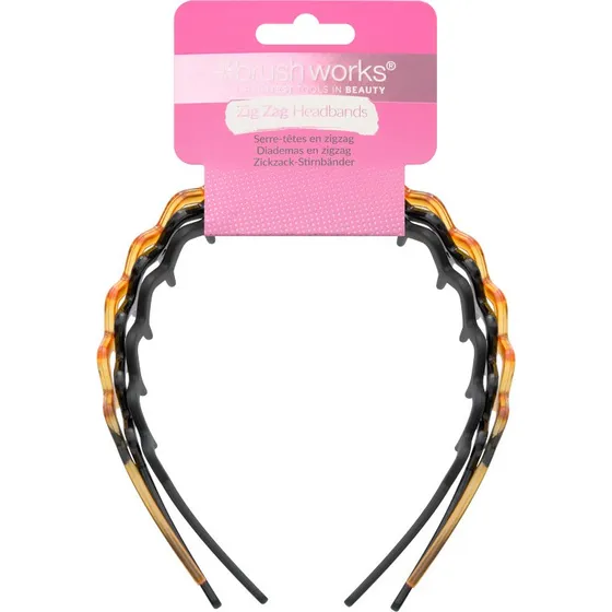 Brushworks Zig Zag Headband 3 pcs, sort, mat sort, brun