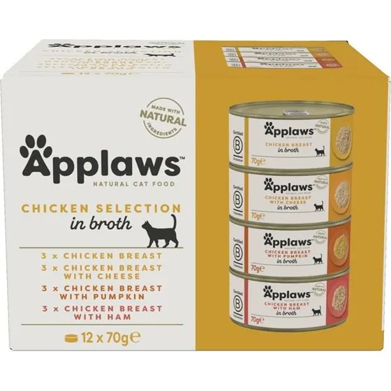 Applaws Kylling i Bouillon Vådfoder 12×70 g