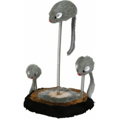 Trixie Mus-familie på fjeder 30 cm med catnip (grå/brun)