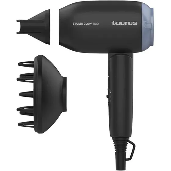 Taurus Studio Glow 1500 Hårtørrer 1400W – Foldbar Sort