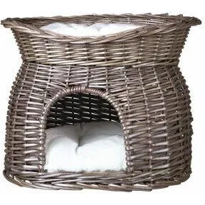 Pilekurv med liggeplads med hvid plyspude 54x43x37 cm