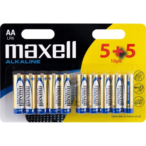 Maxell AA-batterier, 10 stk.