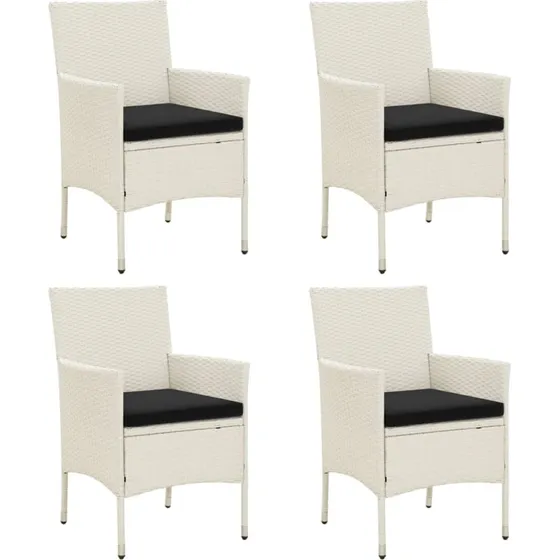 vidaXL Havestole med Hynder 4 stk. PolyRattan Hvid