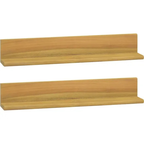 vidaXL Væghylder 2 stk. 60x10x10 cm i massivt teaktræ