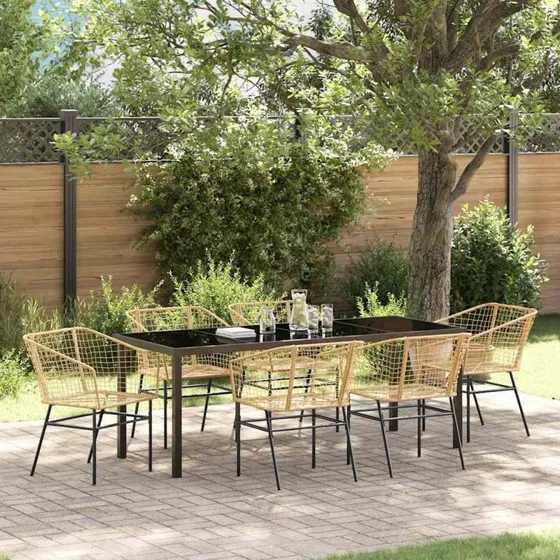 vidaXL Have Spisebordssæt 7 dels Brun PolyRattan