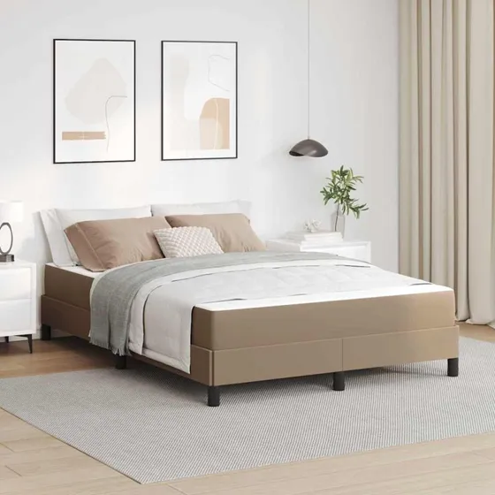 vidaXL Sengestel med madras Cappuccino 140x200 cm