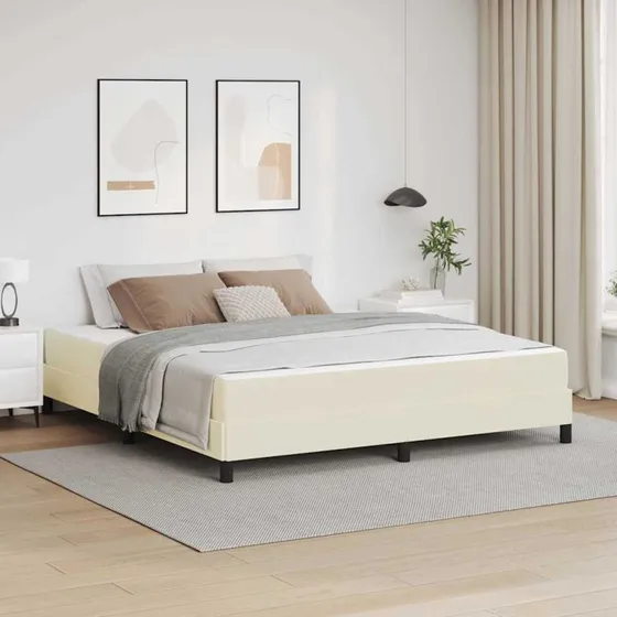 vidaXL Sengestel med madras Creme 180x200 cm