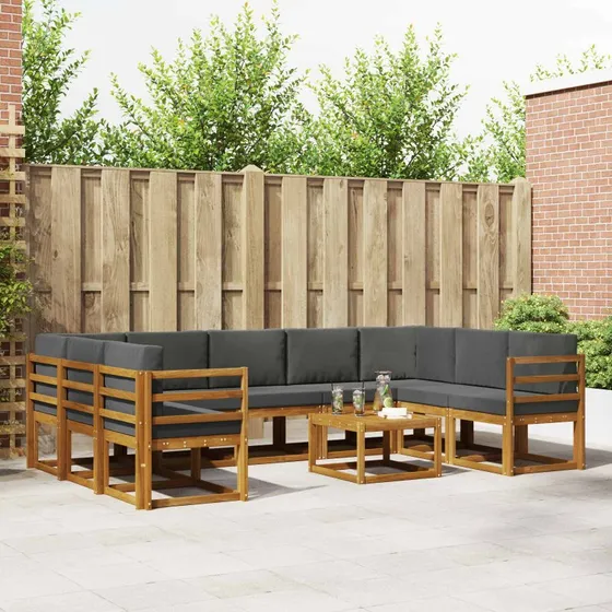 vidaXL Udendørs Sofagruppe 10 dels Naturlig & Antracit