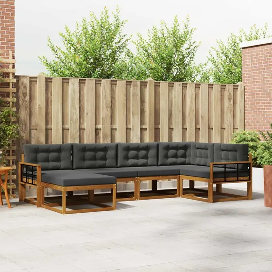vidaXL Udendørs Sofagruppe 6 dels Naturlig/Antracit