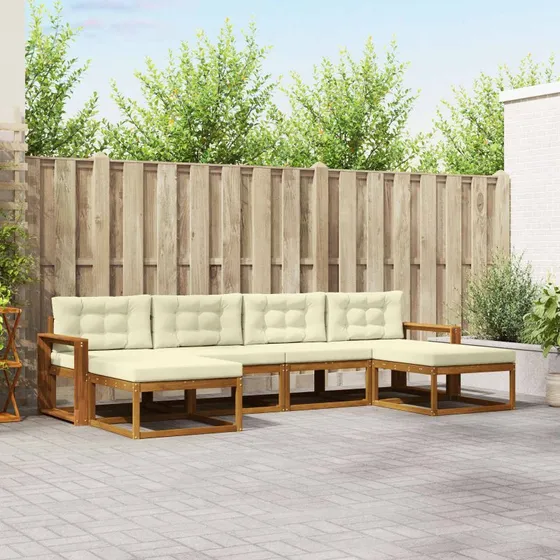 vidaXL Udendørs Sofagruppe 6 pcs Naturlig/Fløde i Akacietræ