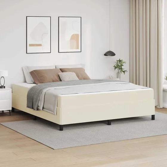 vidaXL Sengestel med madras Creme 180x200 cm