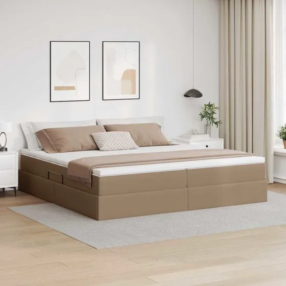 vidaXL Seng med opbevaring og madras Cappuccino 200x200 cm