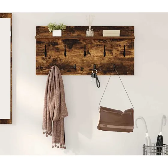 vidaXL Vægmonteret Jakkeholder Røget Eg 80 x 40 x 12 cm