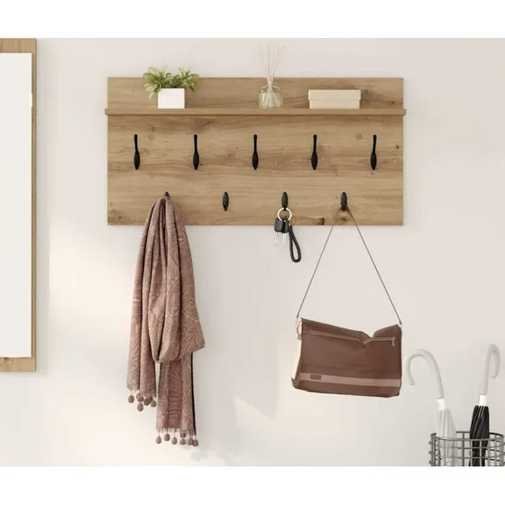 vidaXL Vægmonteret Jakkeholder Artisan Egetræ 80 x 40 x 12 cm
