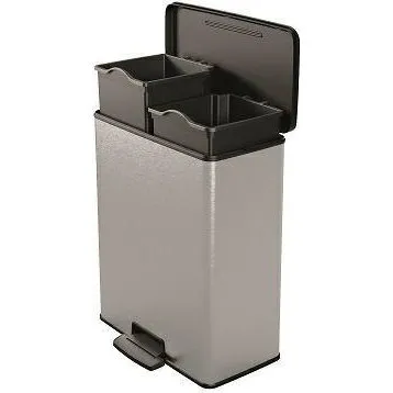 Curver 2-kammer Skraldespand 26+26 l, metallisk